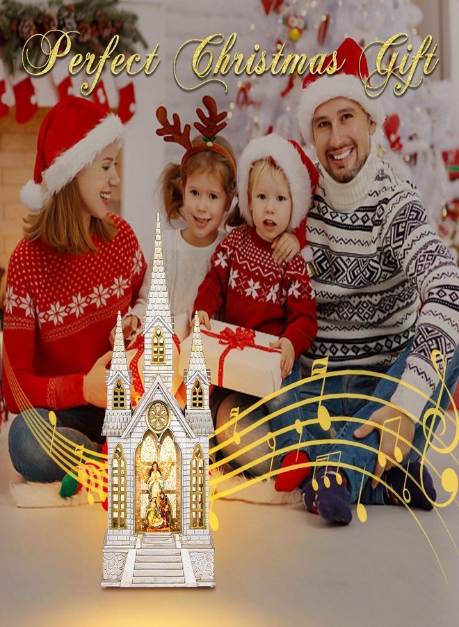 كرة ثلجية مضيئة للكنيسة، فانوس ثلجي لعيد الميلاد، كرة ثلجية لامعة على شكل ملاك وعائلة مقدسة ليلة عيد الميلاد مع موسيقى، زينة مسيحية داخلية، وضعان للطاقة لكرات الثلج للكنيسة - Image 3